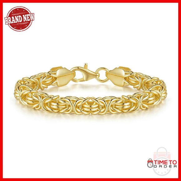 14K Gold Byzantine Link Bracelet Stackable Lobster Clasp 6.5-8.5in